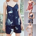 thumbnail image 2 of Women\'s Silks Satin Pajamas Short 2-piece Pajamas With Straps V-neck Sleep Shirt & Shorts Sweet2139 Wine RedM, 2 of 5