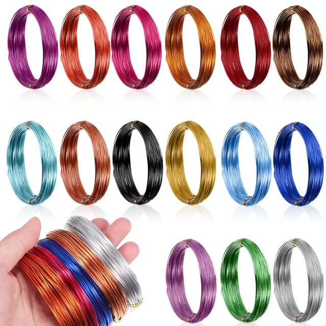 MasteelfCA 15 Rouleaux Fil d'Aluminium Flexible 1.0mm Fil de Perles Coloré pour Bijoux pour Bricolage