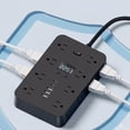 thumbnail image 3 of 16-in-1 Flat Plug Surge Protector Power Strip – 5/6.5/10FT Extension Cord, Wall-Mounted/Desktop, Portable for Home & Office, 3 of 6