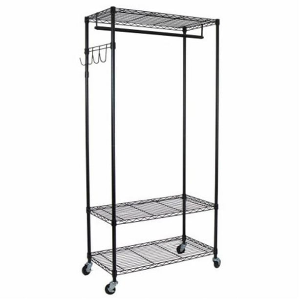 Garment Rack w/Adjustable Shelves & Hooks