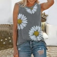 thumbnail image 2 of Débardeur pour Femmes Hauts d'Été Col Rond Imprimé Marguerites Sans Manches T-Shirts Débardeur Blouse Graphique, 2 of 6