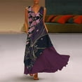 thumbnail image 2 of USSUMA Summer Dresses for Women Casual Floral Print Vintage Tank Flowy Long Maxi Beach Party Sundresses Short Sleeve Plus Dresses V Neck Sun Dress Wedding Guest, 2 of 7