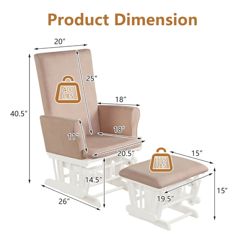 Finihen Glider and Ottoman Cushion Set, Wooden Rocking Nursery Chair, Baby Nursery Relax Rocker Rocking Chair Glider and Ottoman Cushion Set, for Napping, Nursing, Reading, Pink Finihen Glider and Ottoman Cushion Set, Wooden Rocking Nursery Chair, Baby Nursery Relax Rocker Rocking Chair Glider and Ottoman Cushion Set, for Napping, Nursing, Reading, Pink