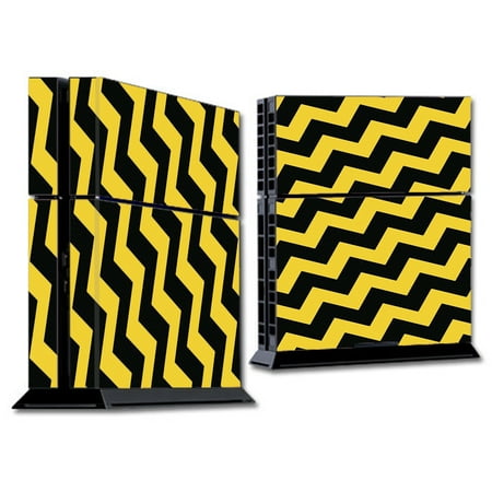 Skin Decal For Ps4 Playstation 4 Console / Yellow And Black Chevron