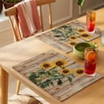 thumbnail image 4 of Vintage Summer Sunflower Placemats Set of 1, Yellow Flroal Wood Texture Non-Slip Place Mats Washable Table Mats for Kitchen Dining Table Decorations Indoor/Outdoor, 4 of 9