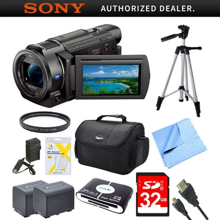 Sony FDRAX33 FDR-AX33 FDR-AX33/B AX33 4K HD Video Recording Handycam Camcorder Bundle With 2 High Capacity Spare Batteries, 32GB High Speed Card, Full Sized Tripod and (Best Cheap High Speed Camera)