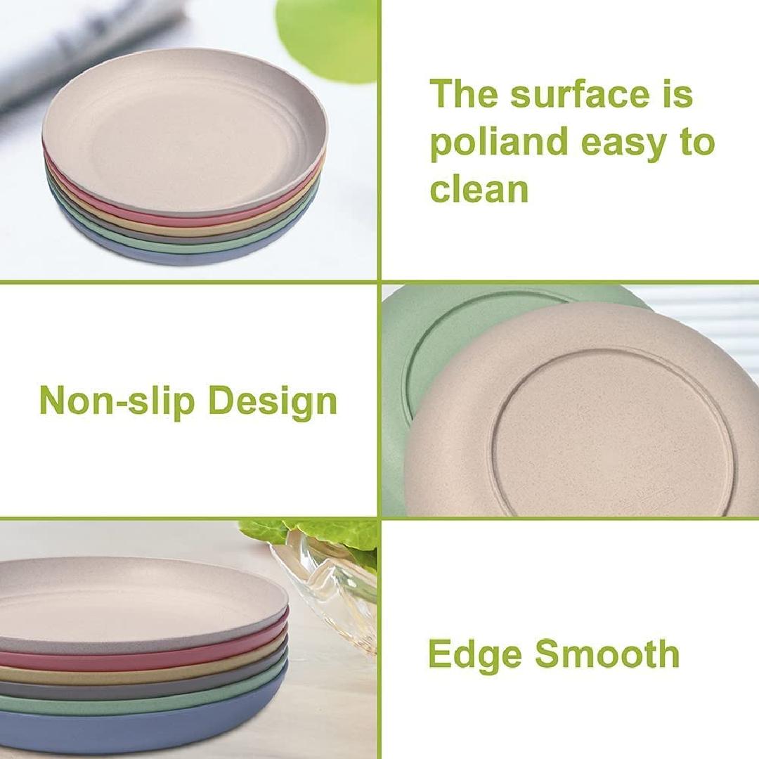 6 Pack 10 inch Wheat Straw Dinner Plates Dishwasher & Microwave Safe