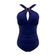 thumbnail image 1 of Gibobby Trajes de Baño para Mujer Traje de baño de color sólido para mujer de verano Traje de baño de moda Bikini de playa(Azul oscuro,G), 1 of 4