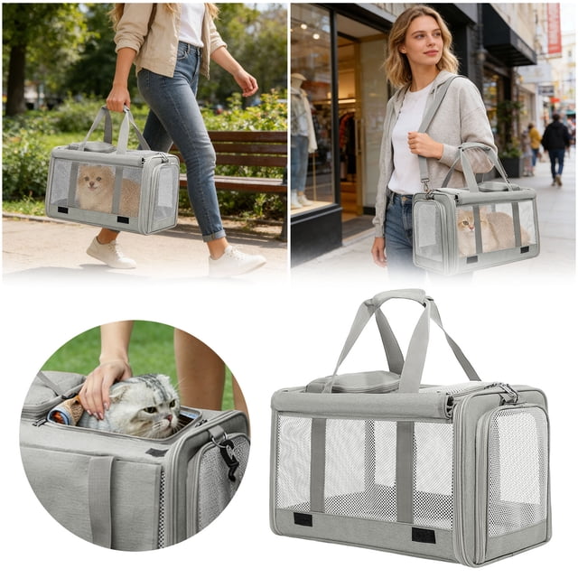 BotaniNest Transport de Chat Transport de Chiot avec Rangement Rangement pour Voyage / Usage Intérieur et Extérieur Randonnée Camping Courts Voyages Courts Tours