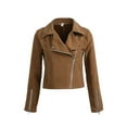 thumbnail image 1 of Veste en Faux Cuir pour Femmes Slim Moto Cardigan à Fermeture Éclair Court, 1 of 10