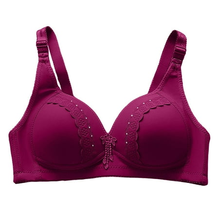 BYHONG French Plus Size Thin Anti Sag Shrink Bra Gathering No Ring Middle Old Man Mom Bra Women s Lingerie Hot Pink D