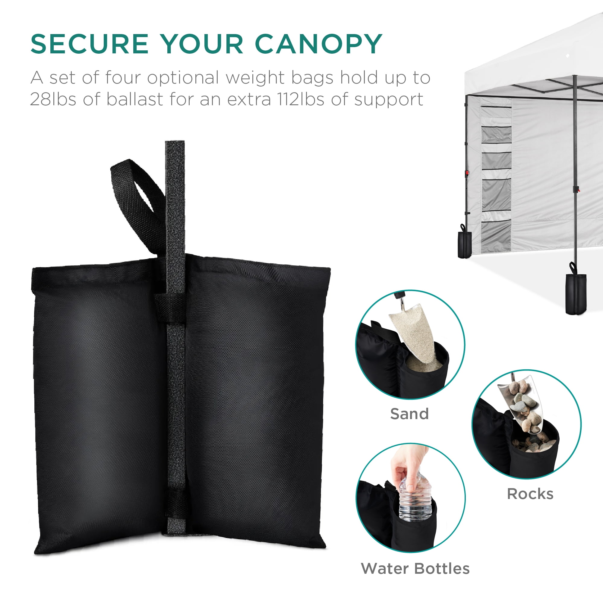 Best Choice Products 10x10ft Easy Setup Pop Up Canopy, Portable Tent w/ Side Wall, 1-Button Push, Case - White