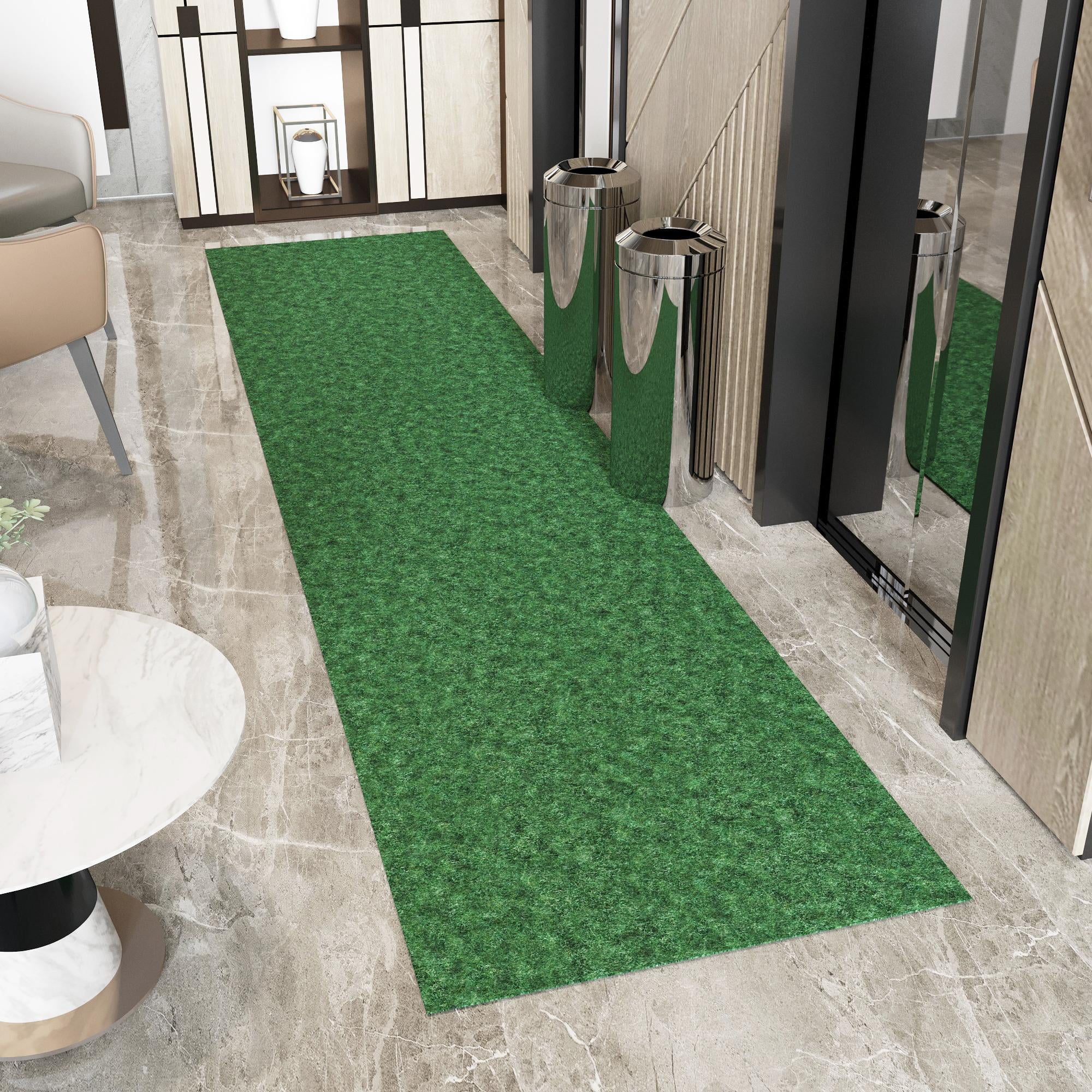 Ottomanson Non-Slip Hallway Runner Rug 2' x 21' Indoor/Outdoor Custom Size Utility Carpet for Garage, Green