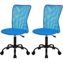 Home Office Chair Mid Back Mesh Desk Chair Armless Computer Ergonomic Task Rolling Swivel Chair Back Support Adjustable Modern with Lumbar Support (Pack of 2, Blue)