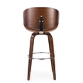 thumbnail image 4 of 30" Walnut + Cognac Swivel Barstool with Bentwood Design for Home Decor and Easy In-Out, 4 of 6