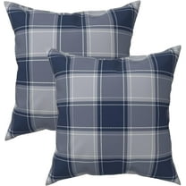 Spring Navy Blue and White Buffalo Check Throw Pillows Cover 18x18 Inch Set of 2 Summer Buffalo Plaid Decorative Pillow Covers Farmhouse Square Pillowcases for Home Couch Sofa Decor