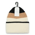 thumbnail image 2 of Time and Tru Women's Colorblock Beanie, One Size, White/Tan, 2 of 4