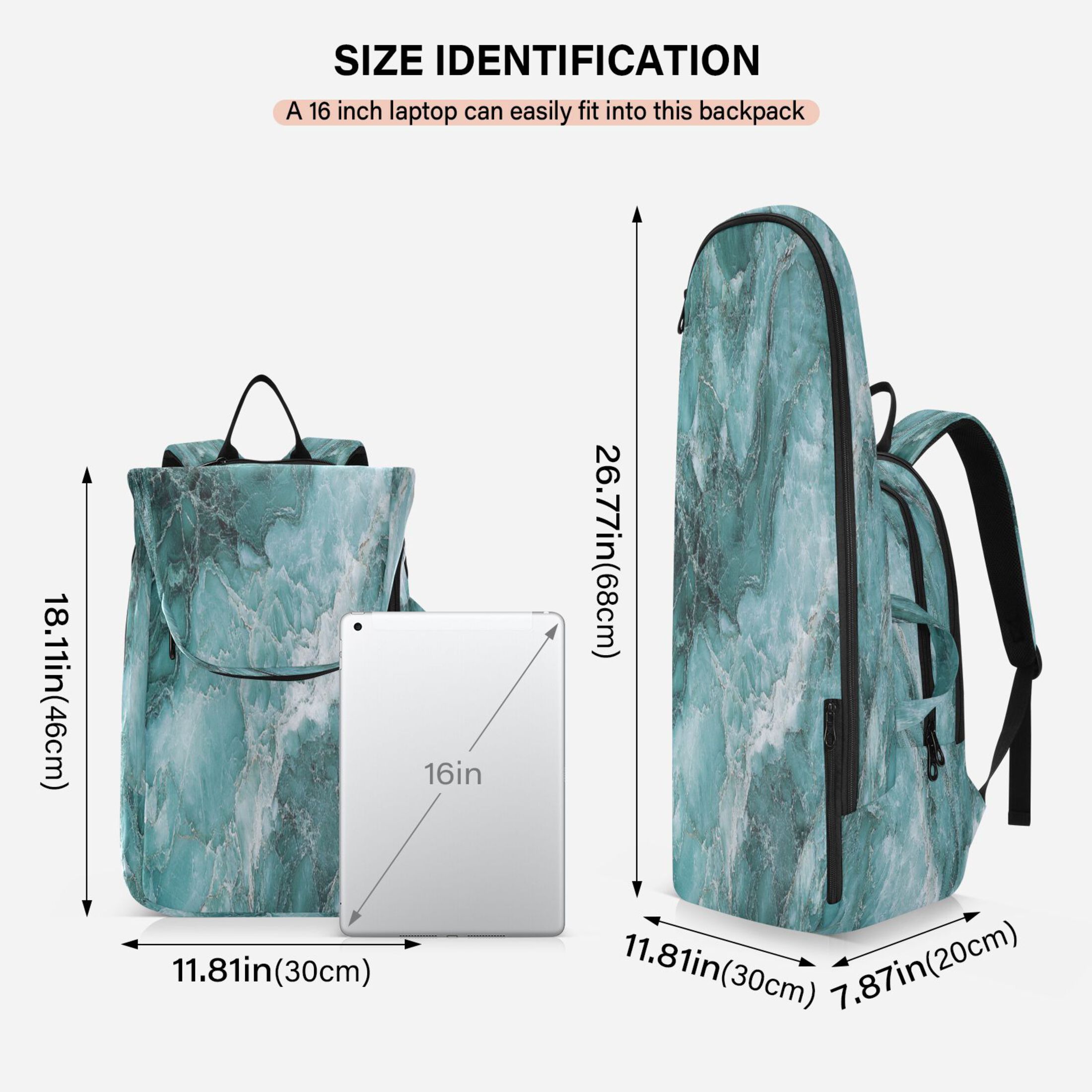 2 Racquet Holder Tennis Backpack Tennis Racket Covers Gym Bags Blue Green Marble Grain