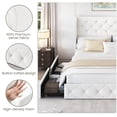 thumbnail image 4 of Breltam Queen Size Bed Frame with 4 Storage Drawers, Wingback Tufted Headboard, LED Lights, White Velvet Upholstered Platform Bed, No Box Spring Needed, 4 of 9