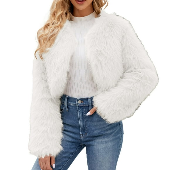 Outfmvch Winter Coats For Women Womens Winter Coats 2023 Winter Coats Fashion Faux Superficial Knowledge Long Sleeve Fleece Shaggy Lightweight Fall Cropped Jacket Outerwear Jackets For Women White Xl