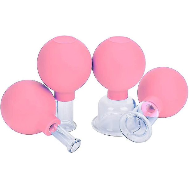 4 Pieces Glass Facial Suction Cupping Setsilicone Vacuum Suction