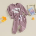 thumbnail image 5 of Girls Outfit Set Girls Set Autumn Toddler Baby Girl Fall Outfits Letter Embroidery Long Sleeve Sweatshirt + Sweatpants Set Spring Clothes, 5 of 7
