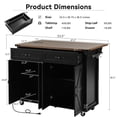 thumbnail image 4 of 53.5''Farmhouse Kitchen Island With Power Outlet, Kitchen Storage Island With Drop Leaf, Spice Rack And Drawer, Rolling Kitchen Cart On Wheels, For Home, Kitchen And Dining Room, Black,Black, 4 of 34