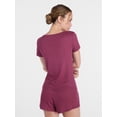 thumbnail image 4 of Joyspun Women’s Modal Blend Ribbed Henley Sleep Top, Sizes XS-3X, 4 of 6