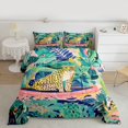 thumbnail image 2 of Feelyou Jungle Leopard Animal Queen Comforter Set, Rustic Wildlife Cheetah Bedding Sets, Watercolor Leaf Flower Reversible Bedding Comforter Set, Lightweight Room Decor, 3 Pieces, 2 of 8