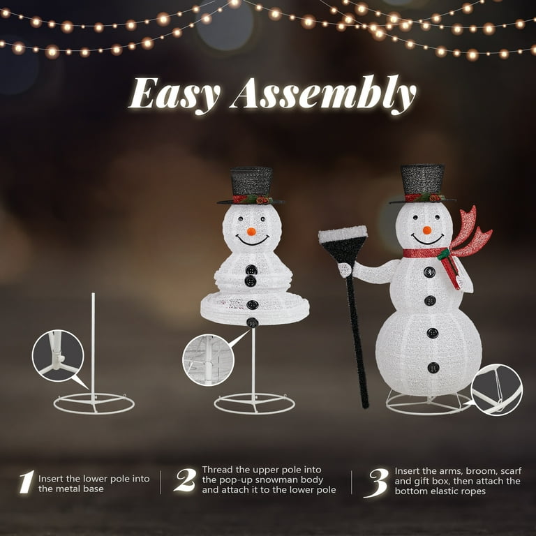 Ktaxon 5FT Snowman Christmas Lighted Snowman with Broom Outdoor