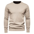 thumbnail image 3 of Mens Crew Neck Sweatshirt Knitted Sweater Lightweight Long Sleeve Pullover Athletic Lounge Top Pullover Sweatshirts Fall Sweaters Casual Slim Regular Fit, Khaki (Medium), 3 of 5
