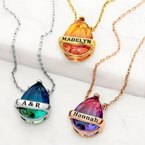 Personalized Planet Personalized Planet Banner Iridescent Crystal Teardrop Necklace ,Women's