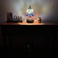 thumbnail image 3 of Tiffany Mini Table Lamp Green Blue Stained Glass Included LED Bulb Dragonfly Base for Living Room Dining Room Bedroom Bedside 12"H*8"W, 3 of 8
