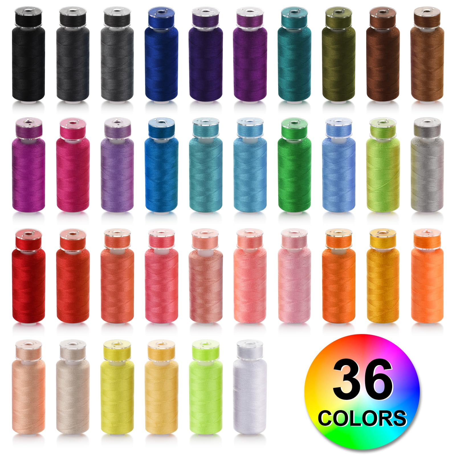 Sherry 72pcs Sewing Thread kit, 36 Colors Sewing Machine Threads, Prewound Bobbins Sewing Threads Kit, Sewing Machine Thread Assortment, 400 Yards per Spools Polyester Thread