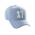 thumbnail image 3 of Daxton StructuWhite Baseball Hat Cap Curved Visor Vintage Custom Number, Light Blue Hat, White Number 27, 3 of 4
