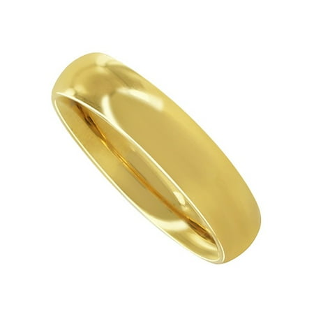 Gem Avenue Men's Stainless Steel Gold Plated Plain 5mm Wedding Band Comfort Fit