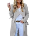 thumbnail image 2 of Outfmvch jackets for women Open Front Long Trench s Slim Casual Pockted Windproof Over With Belt womens tops cardigan for women Grey, 2 of 7