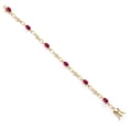 thumbnail image 2 of Gem Stone King 18K Yellow Gold Plated Silver Red Ruby and Round White Lab Grown Diamond Tennis Bracelet for Women (3.64 Cttw, Gemstone Birthstone, Oval 6X4MM, 7.25 inches), 2 of 4