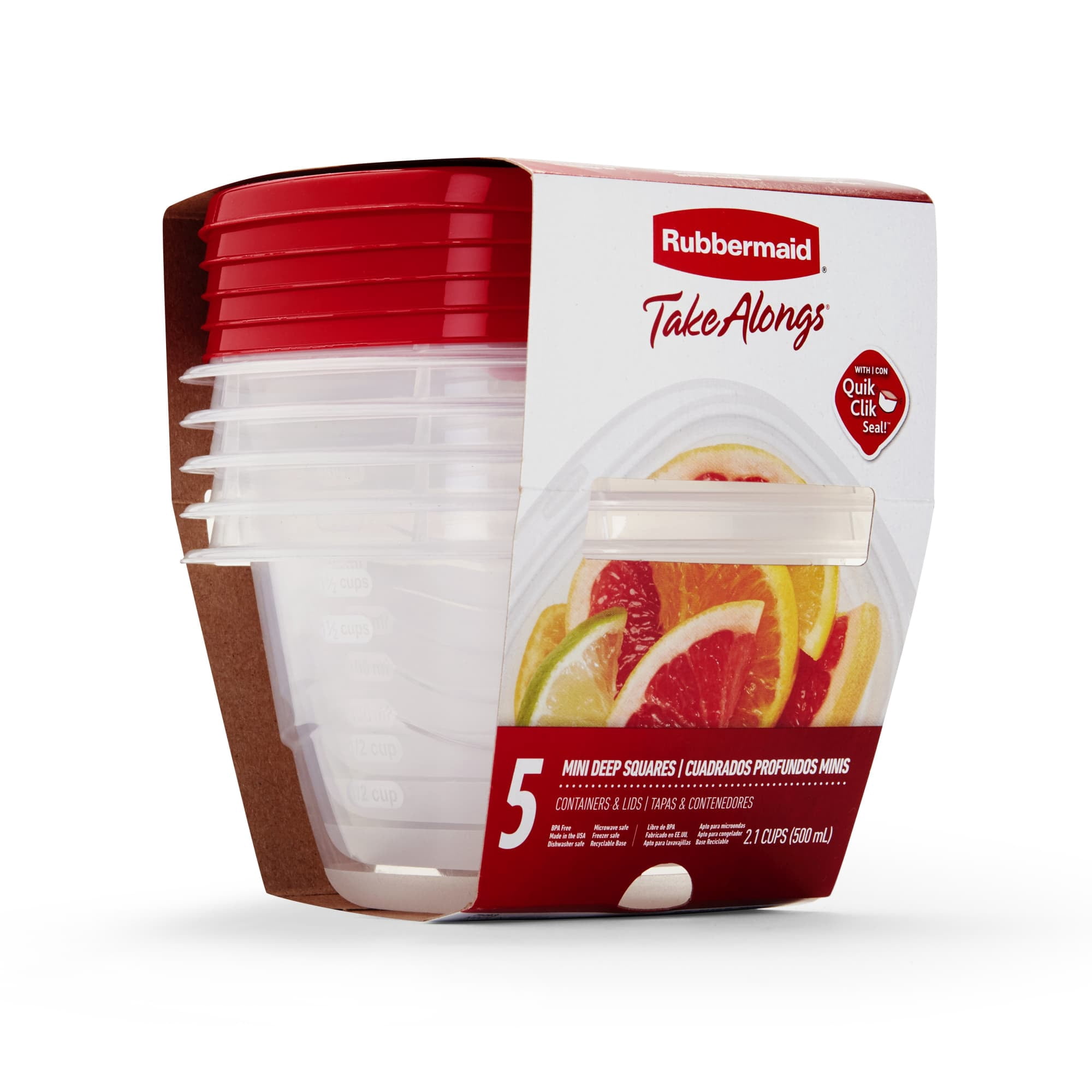 (8 pack) Rubbermaid 2.1 cups Clear Food Storage Container 5 pk