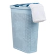 thumbnail image 1 of Cesto de ropa Mind Reader Slim de 40 litros con tapa de plástico azul bebé, 1 of 7