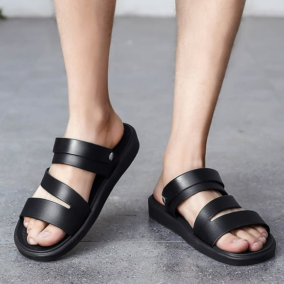 Sandales pour Hommes PEONAVET Soutien de Voûte Plantaire Décontractées en Cuir Véritable Été Extérieur Plage Sandales de Pêcheur pour Hommes - Été