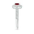 thumbnail image 3 of ANGARA Natural Vintage Inspired Ruby Milgrain Ring with Diamond Halo in 14K White Gold for Women (Size-5mm) | July Birthstone Jewelry for Her, 3 of 10