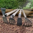 thumbnail image 3 of Garden Hand Rake Tool with Wooden Handle Dual-purpose Hoe Garden Hand Hoe & Tiller for Digging Weeding Gardening and Cultivating, 3 of 10