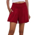 thumbnail image 1 of Aayomet Shorts de Week-End pour Femmes, Taille Confortable, Détails de Plage (Vin, TTTG), 1 of 5