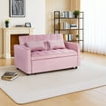 thumbnail image 3 of Kadyn Sofa Bed, Couch Bed, 54 Inch Adjustable Backrest Sofa or Sofa Bed, Futon Sofa with Double Armrest and Pouch, Pink, 3 of 12