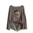 thumbnail image 2 of Tops for Women Christmas Printed Long Sleeved Winter Round Neck Pullover Knit Sweater,Women's Long Sleeve Tops 2-Brown XL, 2 of 4