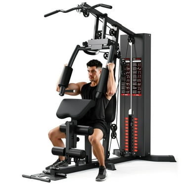 MITONOS Home Gym, Workout Station with 150LBS Weight Stack, Multifunctional Home Gym Equipment with Pulley System for Full body Strength Training