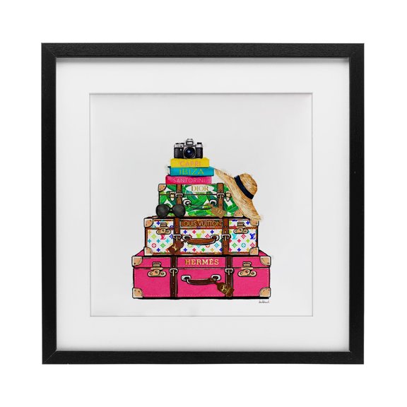 Stupell Industries Art Deco Bold Glam Travel Cases Black Framed Print Under Glass, 13 x 13, by Amanda Greenwood