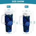 thumbnail image 3 of 40 oz Insulated Stainless Steel Tumbler Double Wall Stainless Steel Tumbler with 2-Way Drinking Blue Batik Leaves Pattern, 3 of 9