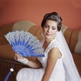 thumbnail image 4 of Unique Bargains Christmas 1 Pc Lucky Cloud Pattern Folding Fan for Masquerade Blue Silk Fabric, 4 of 4